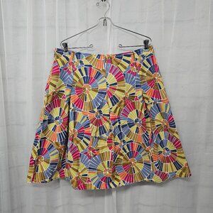 Vintage Talbots Blue Green Kaleidoscope A-line Peasant Skirt Boho 14